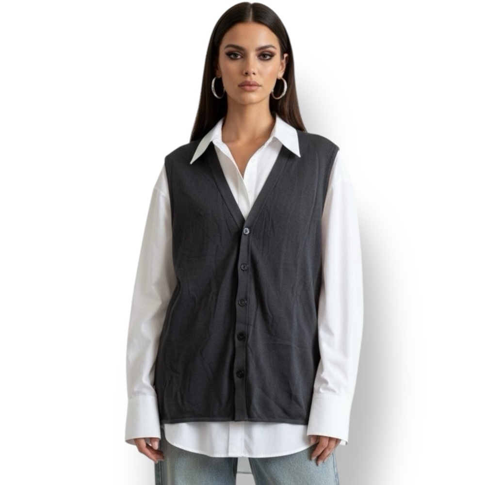 Bottega Veneta Gray Wool Button-Up Vest